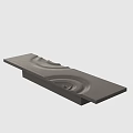Modern Gray Reception Desk With Wavy Wooden Texture And Smooth Surface Design 3d model
