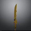 Decorative Ornate Golden Dagger With Intricate Handle And Sharp Blade Design