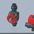 Industrial Equipment Featuring Red Black Valves With Control Knobs And Components