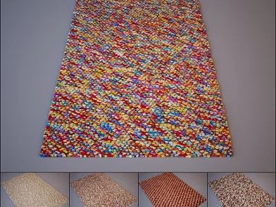 Vibrant Multicolored Square Rug with Woven Texture and Various Color Styles 3d model