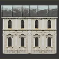 Classical Style Building Model With White Walls Dark Roof And Symmetrical Windows