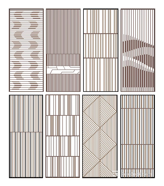 Modern Room Dividers With Various Geometric And Striped Design Patterns 3d model 
