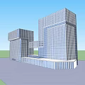 Modern Multi Storey Commercial Complex With Glass Curtain Wall And Green Plaza