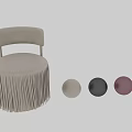 Beige Leather Single Chair with Fringe Decoration and Metal Rivets