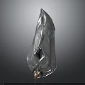 Silver Gray Crystal Structure Featuring Intricate Creature Figure Inside And Pink Purple Base Accent