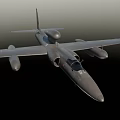 Gray Fighter Jet Aerial View With Long Wings On Black Background