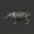 Lifelike Rhinoceros Sculpture With Metallic Texture Detailed Craftsmanship And Decorative Design
