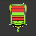 Green Auto Rickshaw with Red Seats Blue Windshield Yellow Wheels and Black Roof Rack