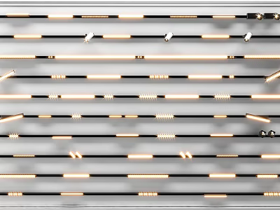 Downlights and Spotlights Arranged Neatly in Rows Illuminated for Style and Installation 3d model