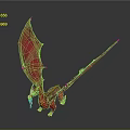 Red Dragon 3D Model With Large Wings Long Tail And Gray Background 3d model