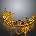 Elegant Golden Crown With Intricate Scroll Patterns Red Accents And Beaded Edge For Fashion Accessories