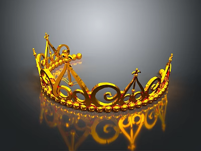 Elegant Golden Crown With Intricate Scroll Patterns Red Accents And Beaded Edge For Fashion Accessories 3d model