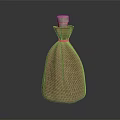 Woven Brown Decorative Bottle With White Cap And Textured Design For Home Living