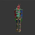 Mechanical Robot Character With Blue Black Armor And Orange Accent Limbs 3d model