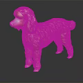 Brown Poodle Sculpture in Standing Pose with Shiny Appearance on Black Surface 3d model