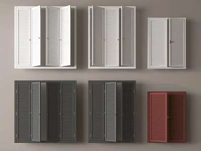 Various Colored Window Shutters with Different Styles for Interior Design 3d model
