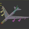 Gray Passenger Airplane With Four Engines Blue Tail And Modern Wing Design