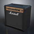 Marshall Electric Guitar Amplifier With Control Knobs And Black Wooden Panel Design