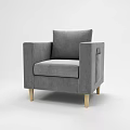 Modern Gray Three Seater Sofa Set With Wooden Legs Design 3d model