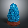 Blue Textured Decorative Crystal Stone Ornament With Wooden Base For Home Decoration