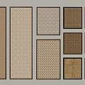 Decorative Grille Components With Various Woven Patterns And Wooden Frames For Interior Design 3d model