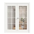 White Hinged Door With Glass Grid Panels And Interior Home Design Elements
