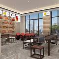 Tobacco and Alcohol Store Interior Design With Shelves With Products Tables Chairs And Jars