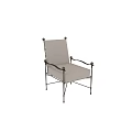 Elegant Leisure Chair With Metal Frame Light Cushion Armrest And Golden Ball Accents