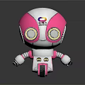 Cute Pink And White Robot With Color Vision Logo And Round Yellow Eyes