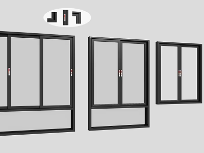 Black Frame Casement Windows With Clear Glass Panels And Modern Sleek Design Features 3d model