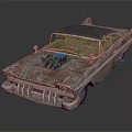 Rusty Vintage Classic Car With Exposed Engine And Weathered Corroded Exterior 3d model