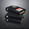 Stacked Black Electronic Devices With Circular Buttons Labels And Yellow Interior Parts