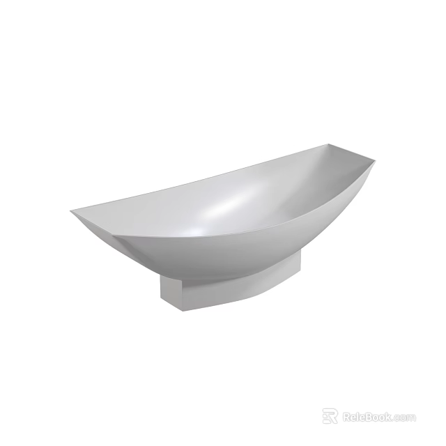 Modern White Curved Bathtub With Sleek Surface And Square Support Base 3d model