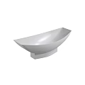 Modern White Curved Bathtub With Sleek Surface And Square Support Base 3d model