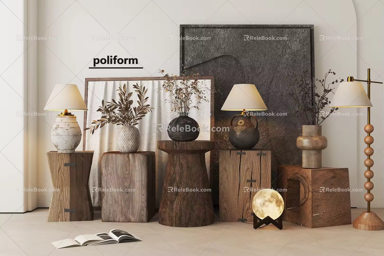 Quiet Decorative Ornaments Combination Vase Table Lamp Floor Lamp 3d model