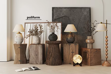 Quiet Decorative Ornaments Combination Vase Table Lamp Floor Lamp 3d model