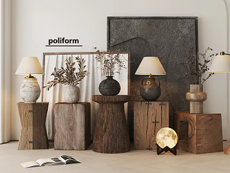 Quiet Decorative Ornaments Combination Vase Table Lamp Floor Lamp 3d model