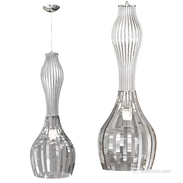 Modern Striped Pendant Lights With Elegant Curved Design For Home Decor 3d model 
