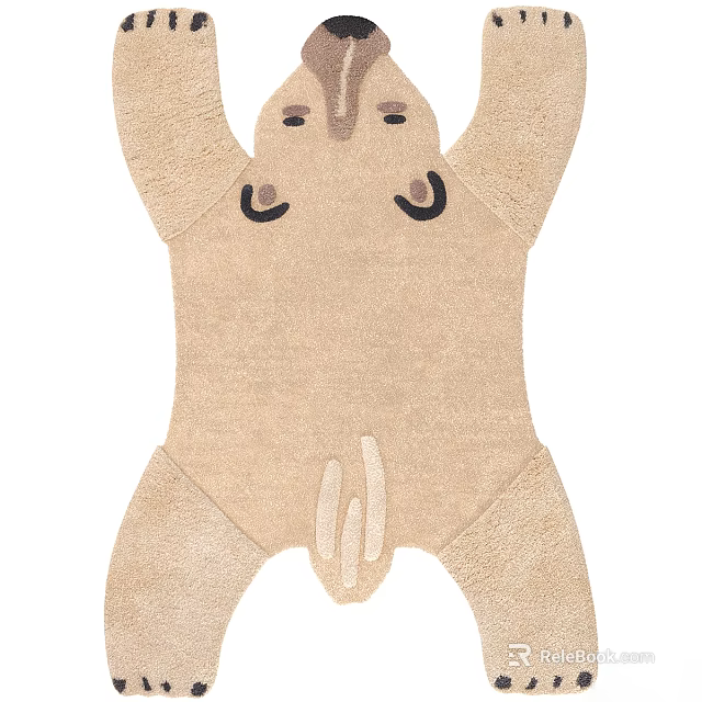 Light Brown Sloth Shaped Decorative Area Rug For Living Space 3d model