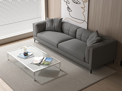 Double sofa coffee table model