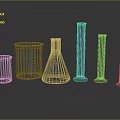 Glass Laboratory Measuring Equipment Set With Transparent Beakers Flasks And Graduated Cylinders