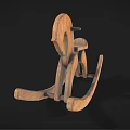 Vintage Wooden Rocking Horse With Classic Design And Natural Wood Structure
