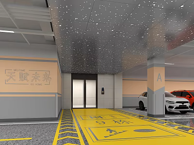 Modern parking garage entry 3d model