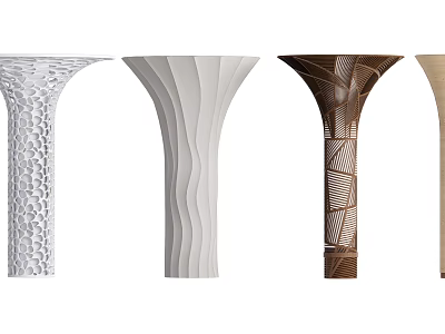Contemporary Columns Featuring White Beige Brown Tones Intricate Cutouts And Wavy Textures 3d model
