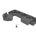 Comfortable Modern Sectional Sofa With Plush Cushions Throw Blankets And Cozy Design 3d model