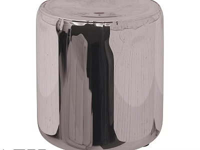 Modern Sofa Stool With Metallic Chrome Finish And Sleek Round Design 3d model