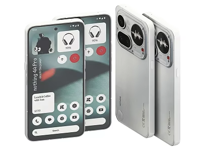 Sleek Smartphones With Rear Camera Module And Music App Interface Screen 3d model