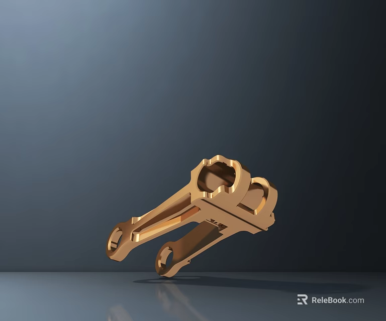 Golden Abstract Sculpture Carving with Geometric Metal Structure Floating on Dark Background with Shadow 3d model 
