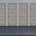 Elegant Modern Lattice Hinged Doors With Metal Frame Four Panel Floor Reflection 3d model