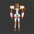 Game Anime Character Mecha Style White Red Yellow Armor Futuristic Design 3D Render